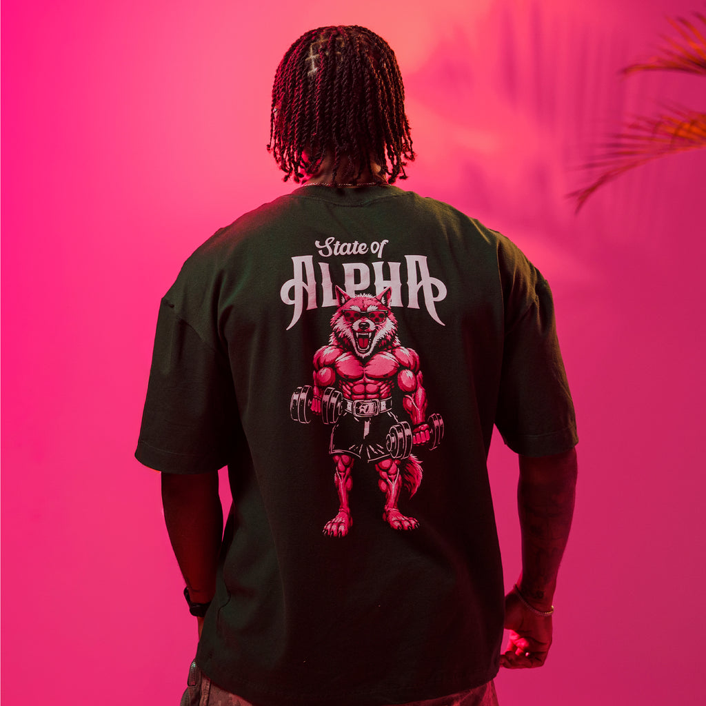 Camiseta Oversized Wolf Gainz Verde Musgo