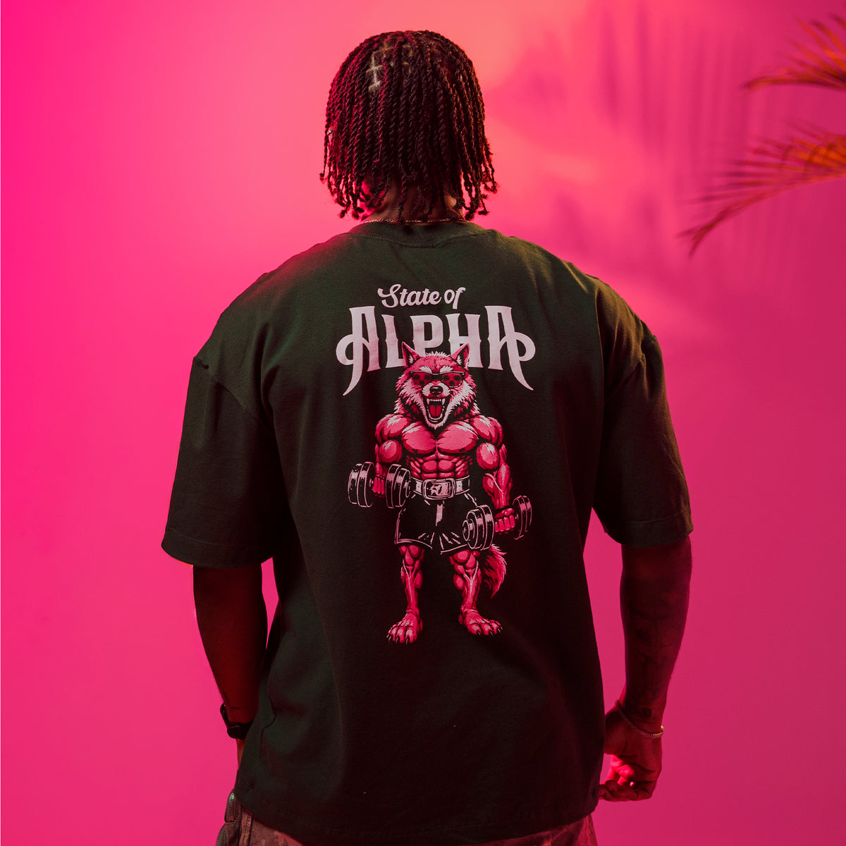 Camiseta Oversized Wolf Gainz Verde Musgo