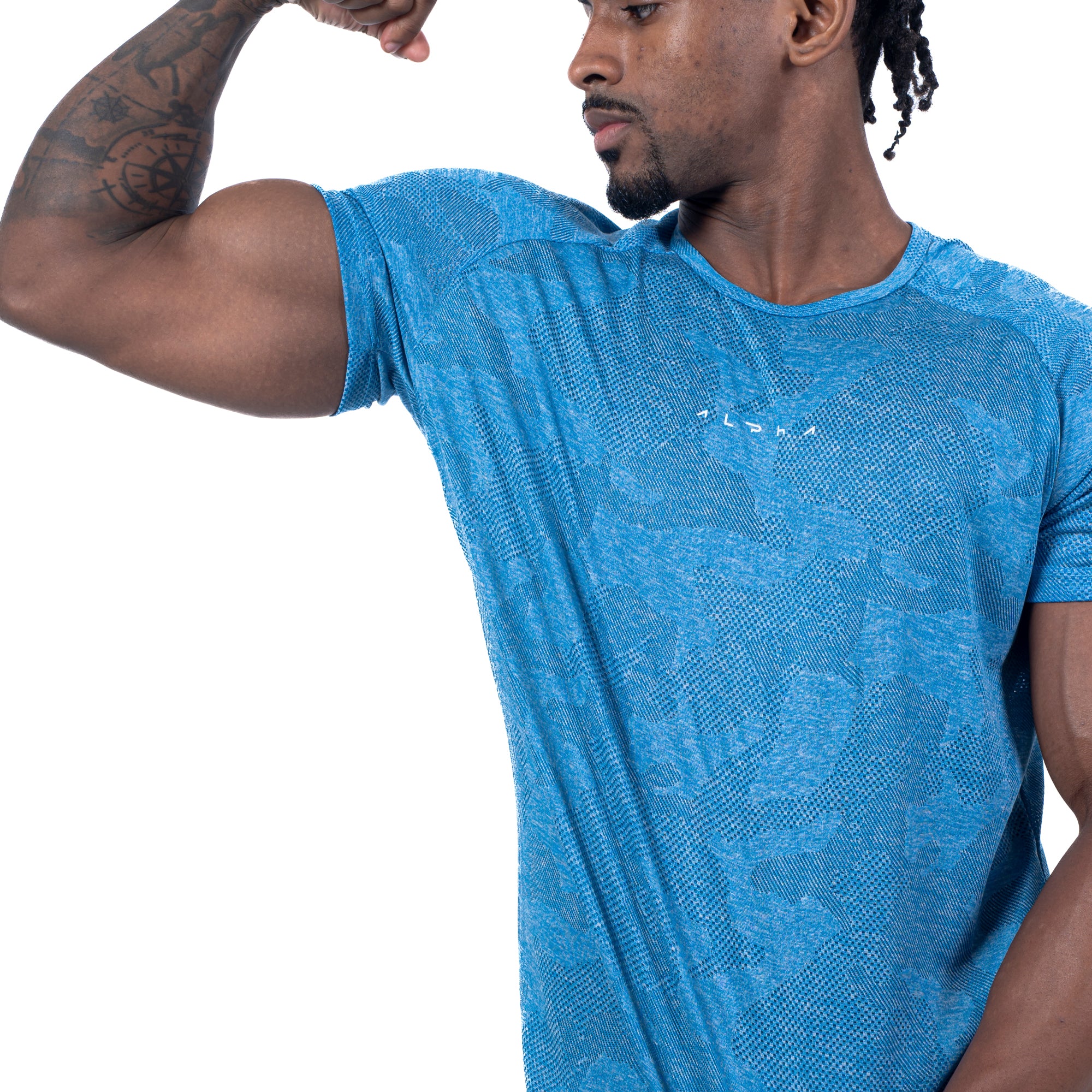 Camiseta Dry Fit Camuflada New Horizon Azul