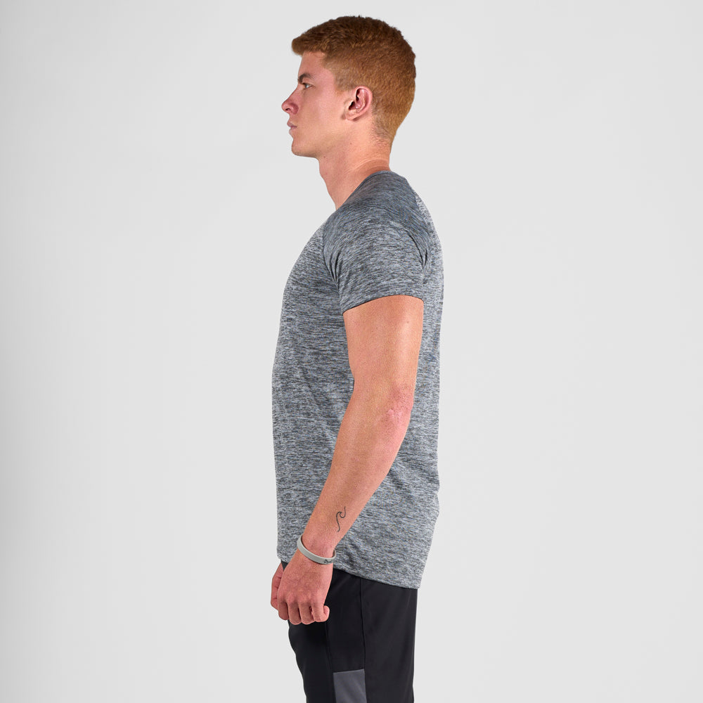Camiseta Dry Fit Essential Mescla Cinza
