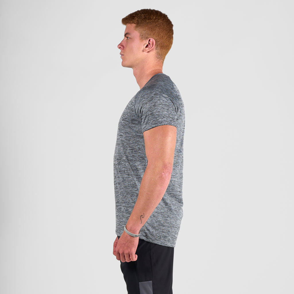 Camiseta Dry Fit Essential Mescla Cinza