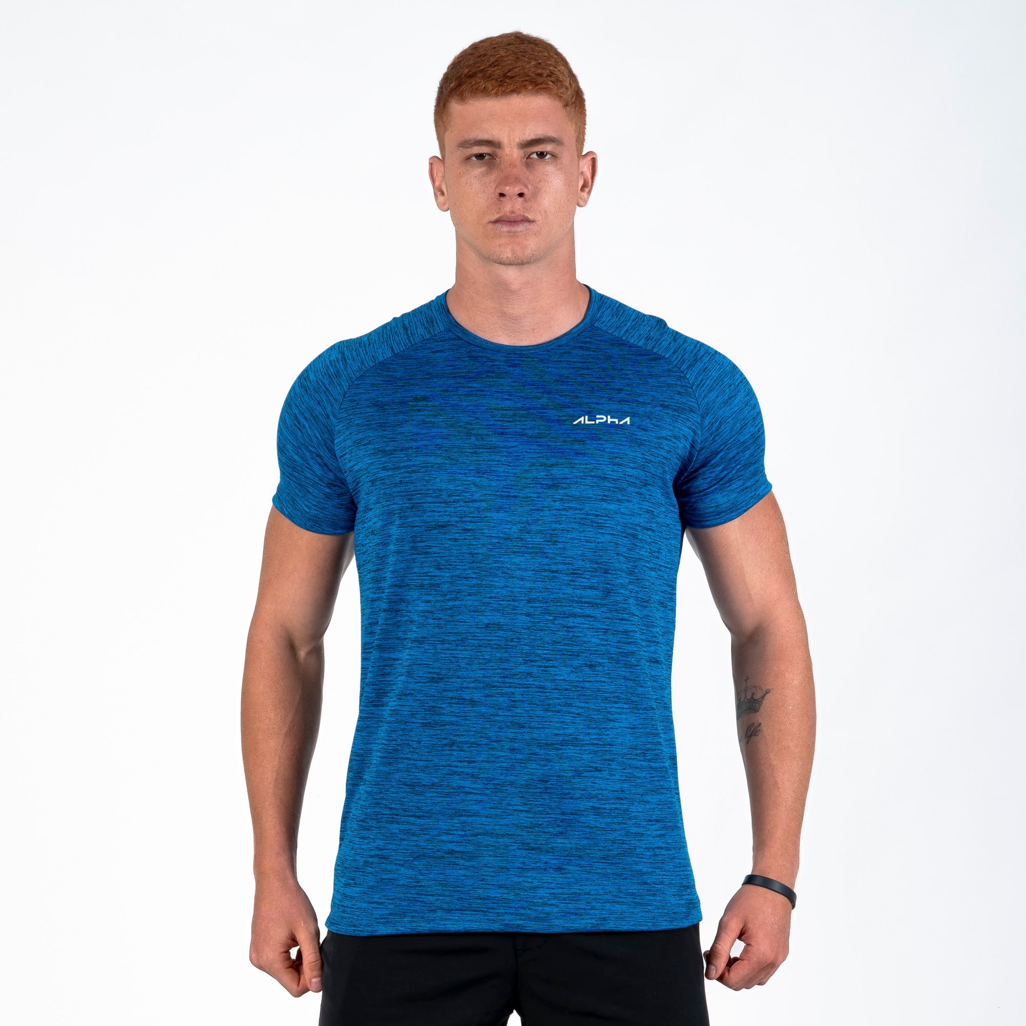 Camiseta Dry Fit Fluid Mescla Azul Mar