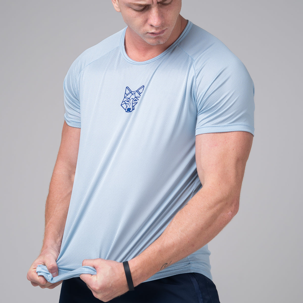 Camiseta Dry Fit Lobo Geométrico Azul Céu