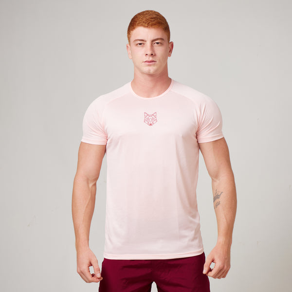 Camiseta Dry Fit Lobo Geométrico Rosa Claro