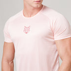 Camiseta Dry Fit Lobo Geométrico Rosa Claro