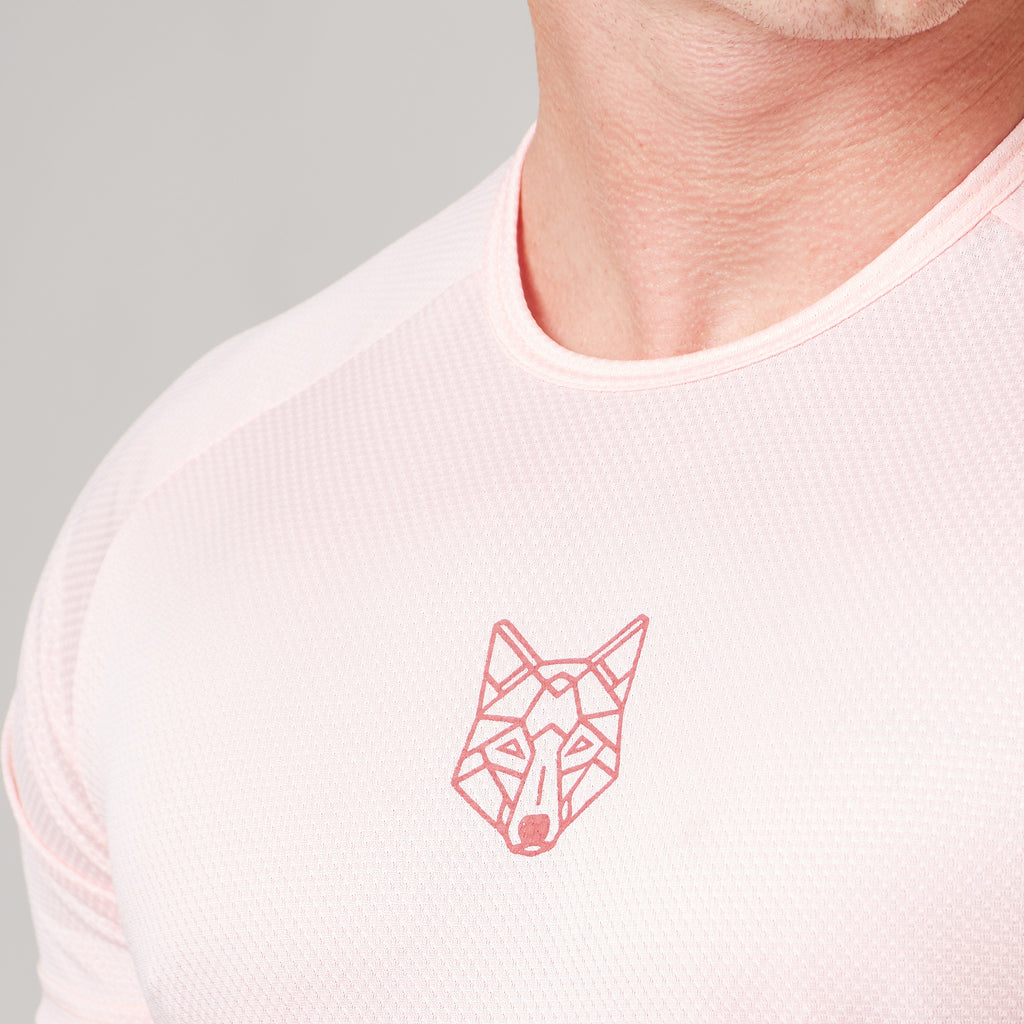 Camiseta Dry Fit Lobo Geométrico Rosa Claro