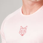 Camiseta Dry Fit Lobo Geométrico Rosa Claro