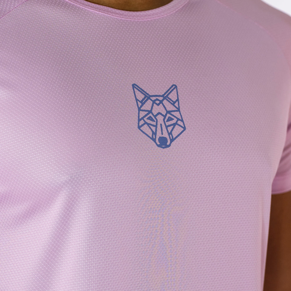 Camiseta Dry Fit Lobo Geométrico Rosa Pétala