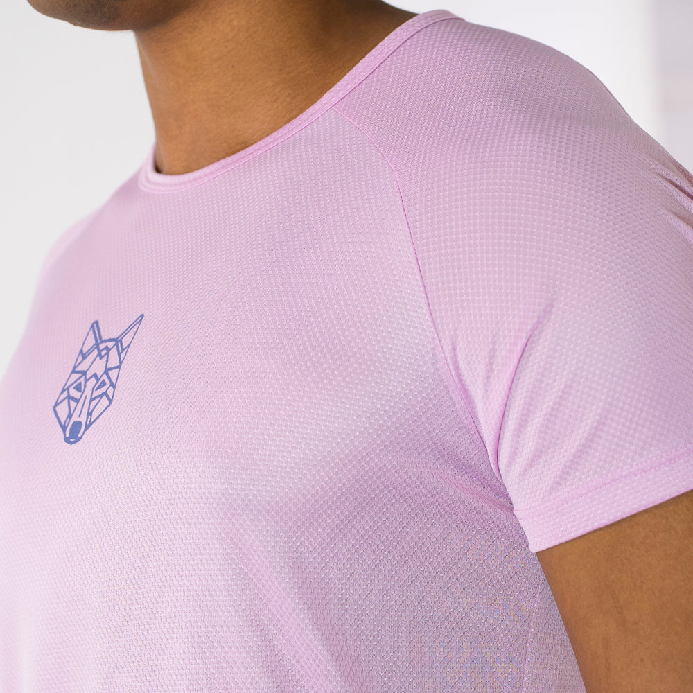 Camiseta Dry Fit Lobo Geométrico Rosa Pétala