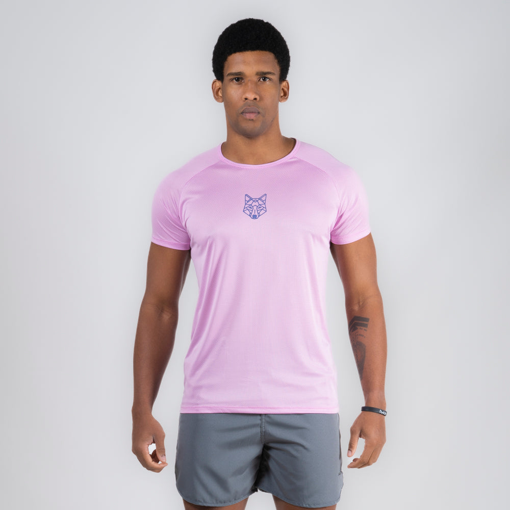 Camiseta Dry Fit Lobo Geométrico Rosa Pétala