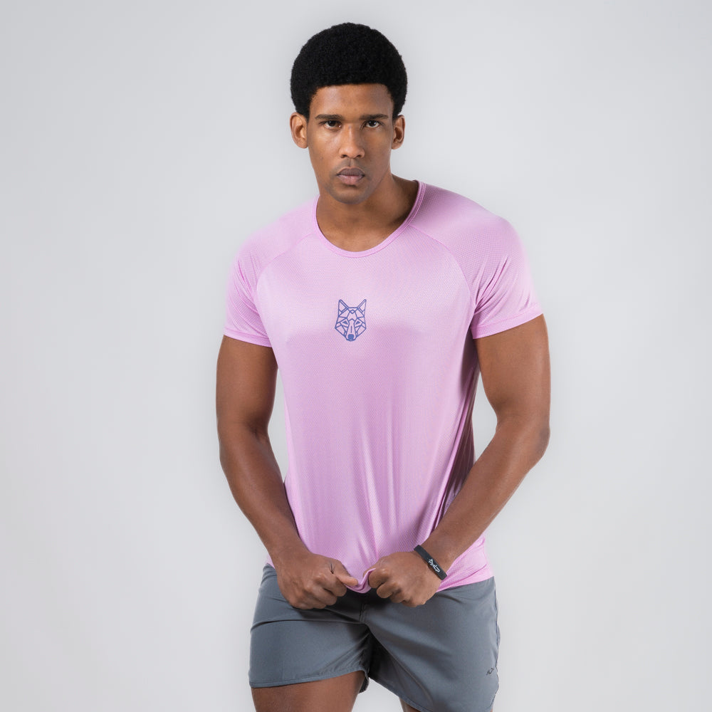 Camiseta Dry Fit Lobo Geométrico Rosa Pétala