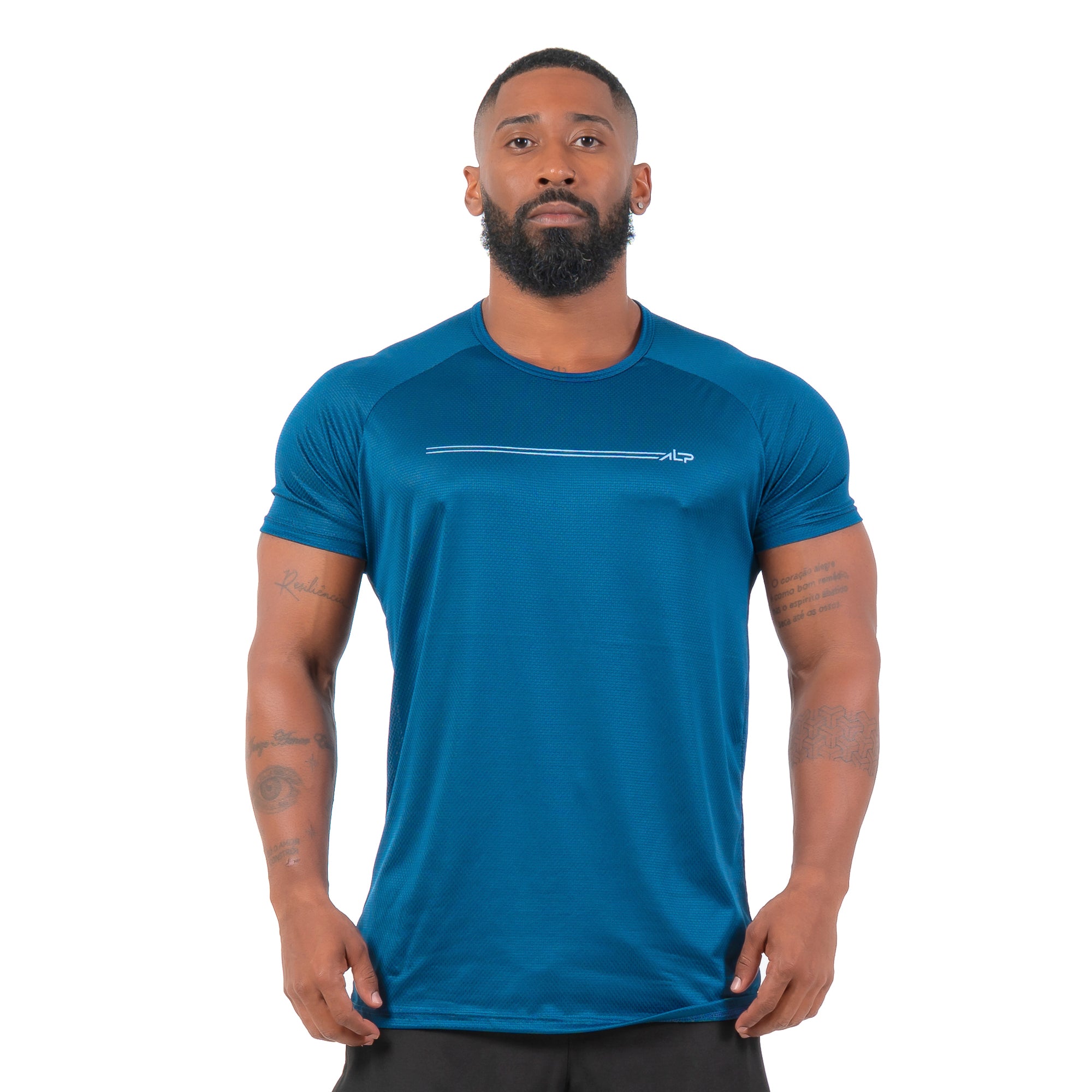 Camiseta Dry Fit Parallel Line Azul Egipcio