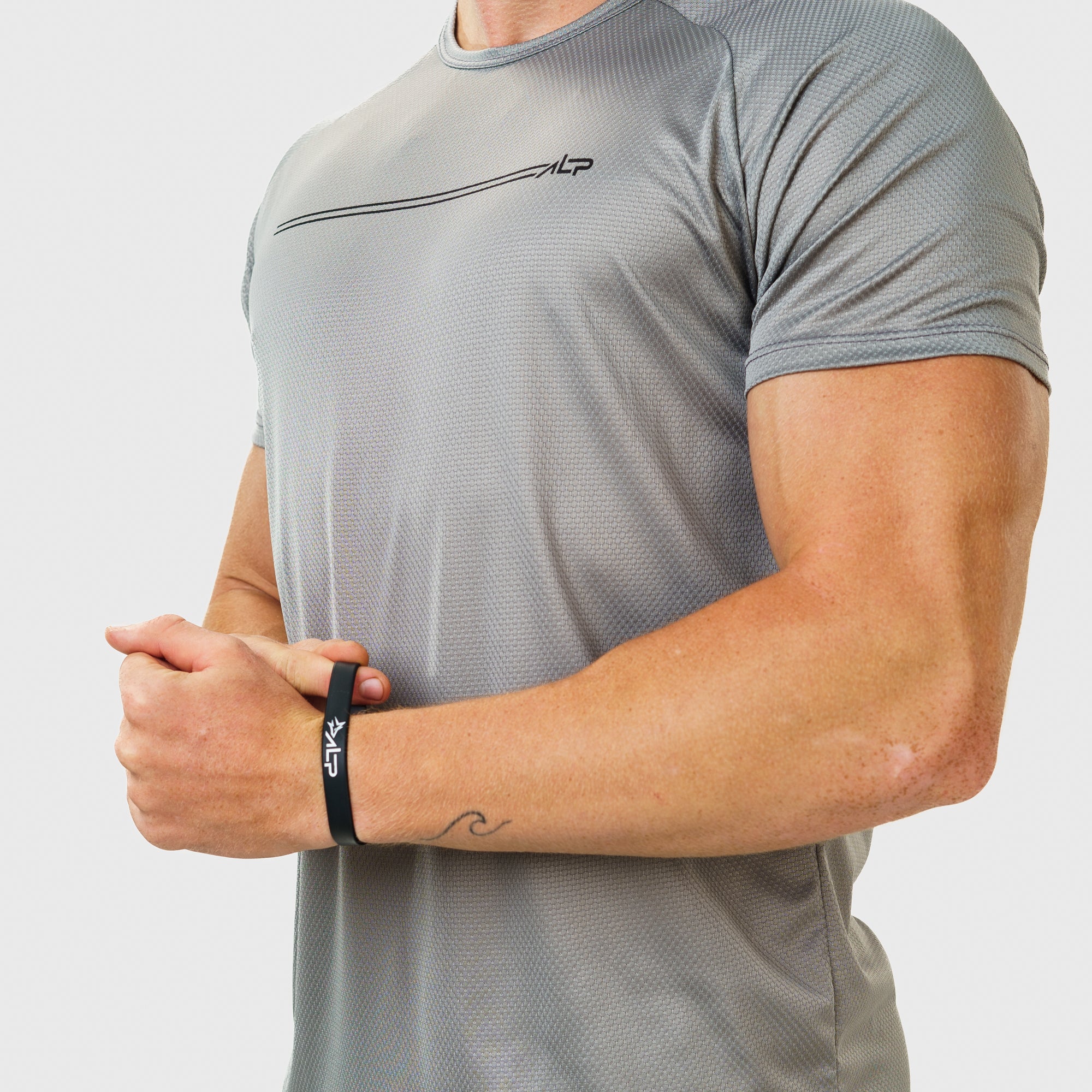 Camiseta Dry Fit Parallel Line Cinza Aço