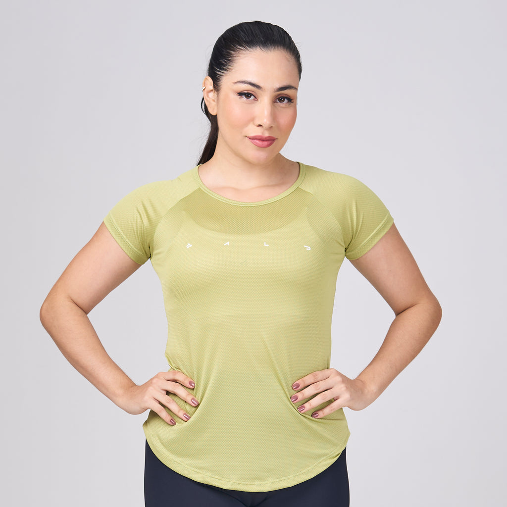 Camiseta Feminina Dry Fit Light Lupus Verde Folha