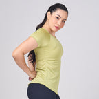 Camiseta Feminina Dry Fit Light Lupus Verde Folha