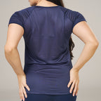 Camiseta Feminina Dry Fit Lobo Geométrico Marinho