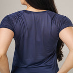 Camiseta Feminina Dry Fit Lobo Geométrico Marinho