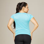 Camiseta Feminina Dry Fit Lobo Geométrico Azul Pavão