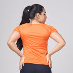 Camiseta Feminina Dry Fit Lobo Geometrico Laranja
