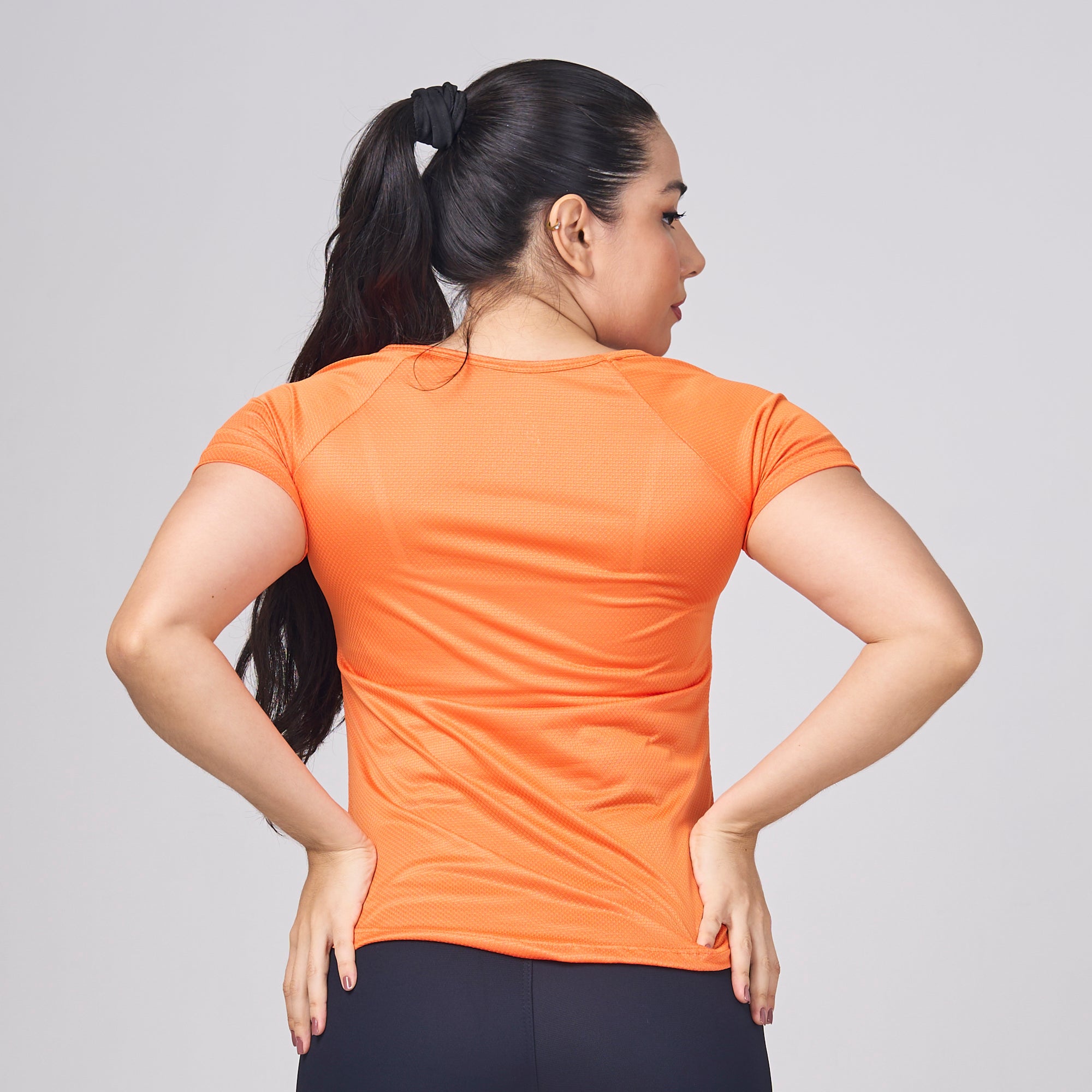 Camiseta Feminina Dry Fit Lobo Geometrico Laranja
