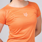 Camiseta Feminina Dry Fit Lobo Geometrico Laranja