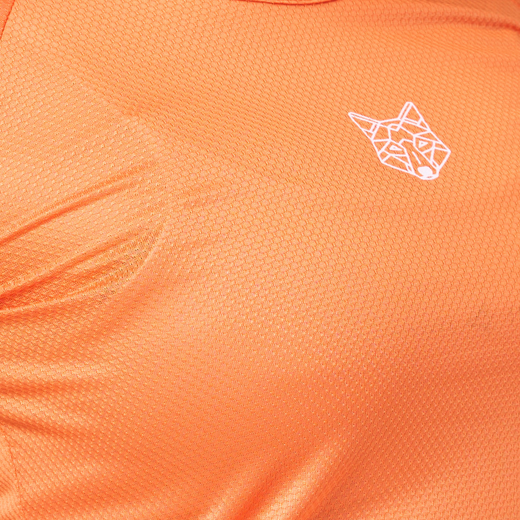 Camiseta Feminina Dry Fit Lobo Geometrico Laranja