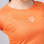 Camiseta Feminina Dry Fit Lobo Geometrico Laranja
