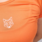Camiseta Feminina Dry Fit Lobo Geometrico Laranja
