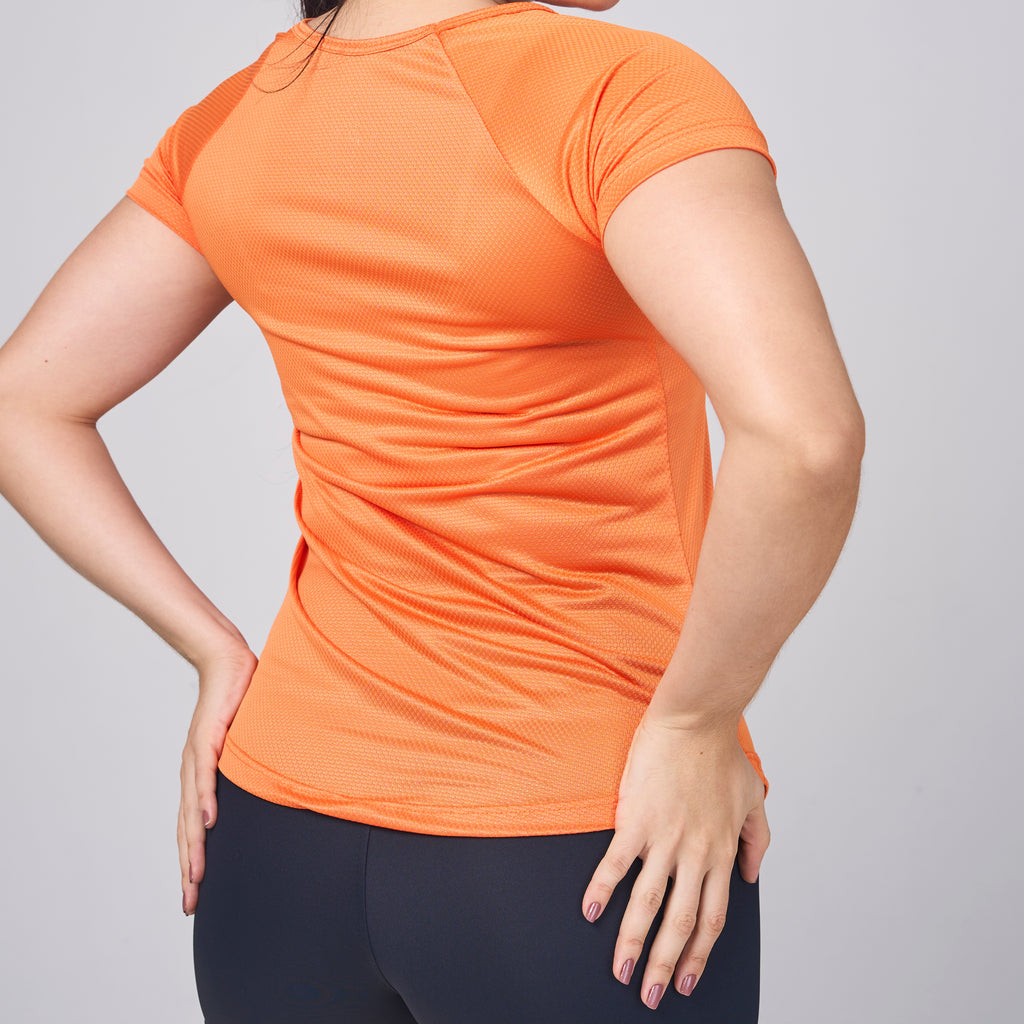 Camiseta Feminina Dry Fit Lobo Geometrico Laranja
