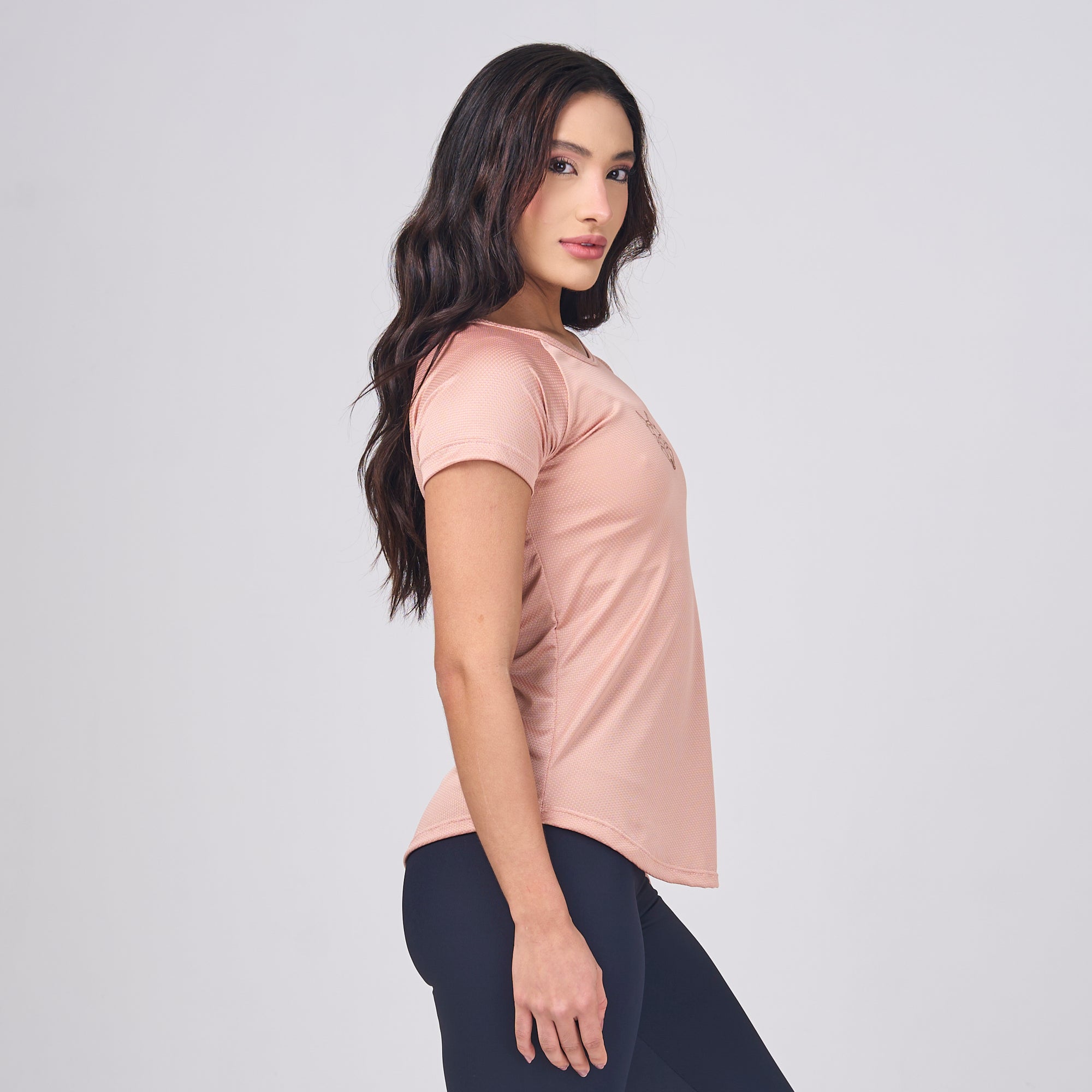 Camiseta Feminina Dry Fit Lobo Geométrico Marrom Cappuccino