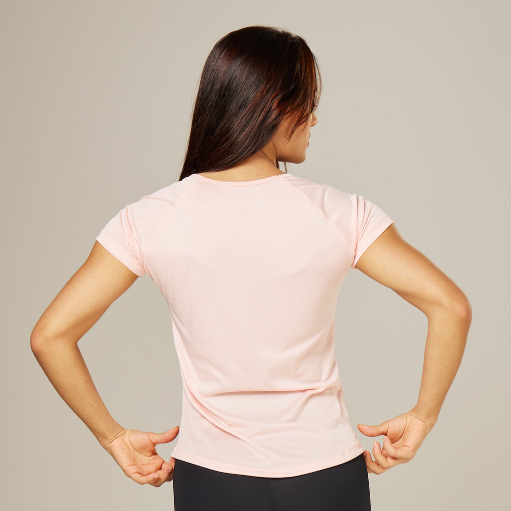 Camiseta Feminina Dry Fit Lobo Geometrico Rosa Claro
