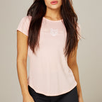 Camiseta Feminina Dry Fit Lobo Geometrico Rosa Claro
