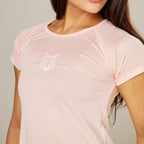 Camiseta Feminina Dry Fit Lobo Geometrico Rosa Claro
