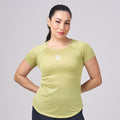 Camiseta Feminina Dry Fit Lobo Geométrico Verde Folha
