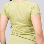 Camiseta Feminina Dry Fit Lobo Geométrico Verde Folha