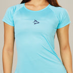 Camiseta Feminina Dry Fit Middle Lupus Azul Pavão