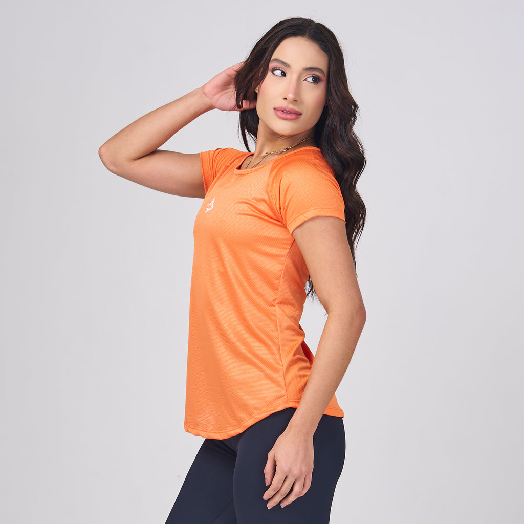 Camiseta Feminina Dry Fit Middle Lupus Laranja