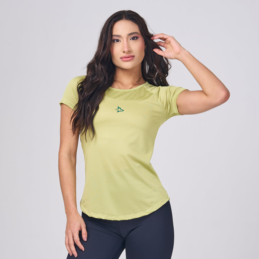 Camiseta Feminina Dry Fit Middle Lupus Verde Folha