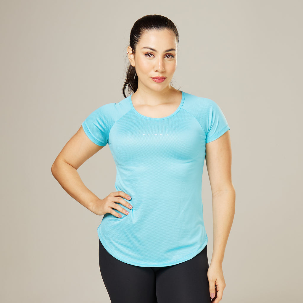 Camiseta Feminina Dry Fit New Horizon Azul Pavão