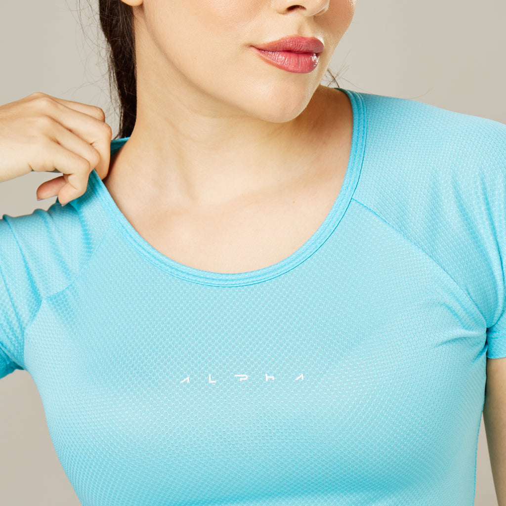 Camiseta Feminina Dry Fit New Horizon Azul Pavão