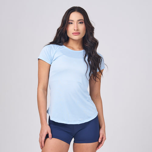 Camiseta Feminina Dry Fit New Lupus Azul Céu