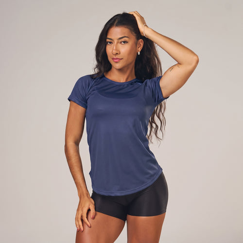 Camiseta Feminina Dry Fit New Lupus Back Marinho