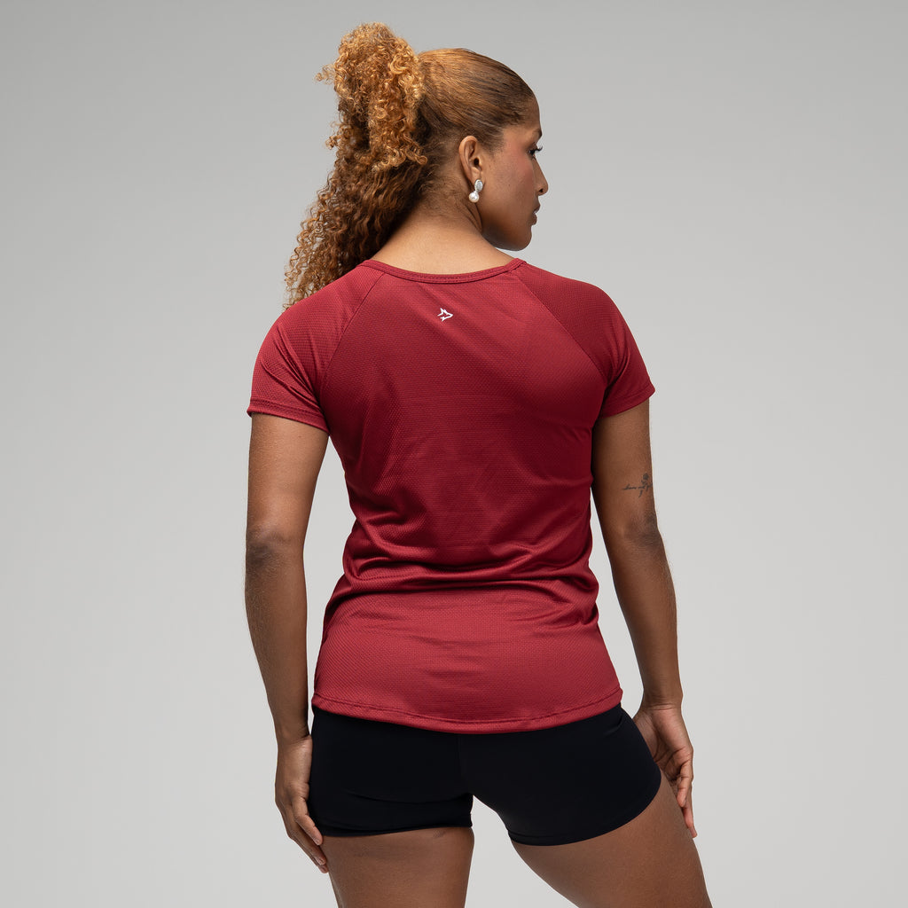 Camiseta Feminina Dry Fit New Lupus Back Vermelho Biking