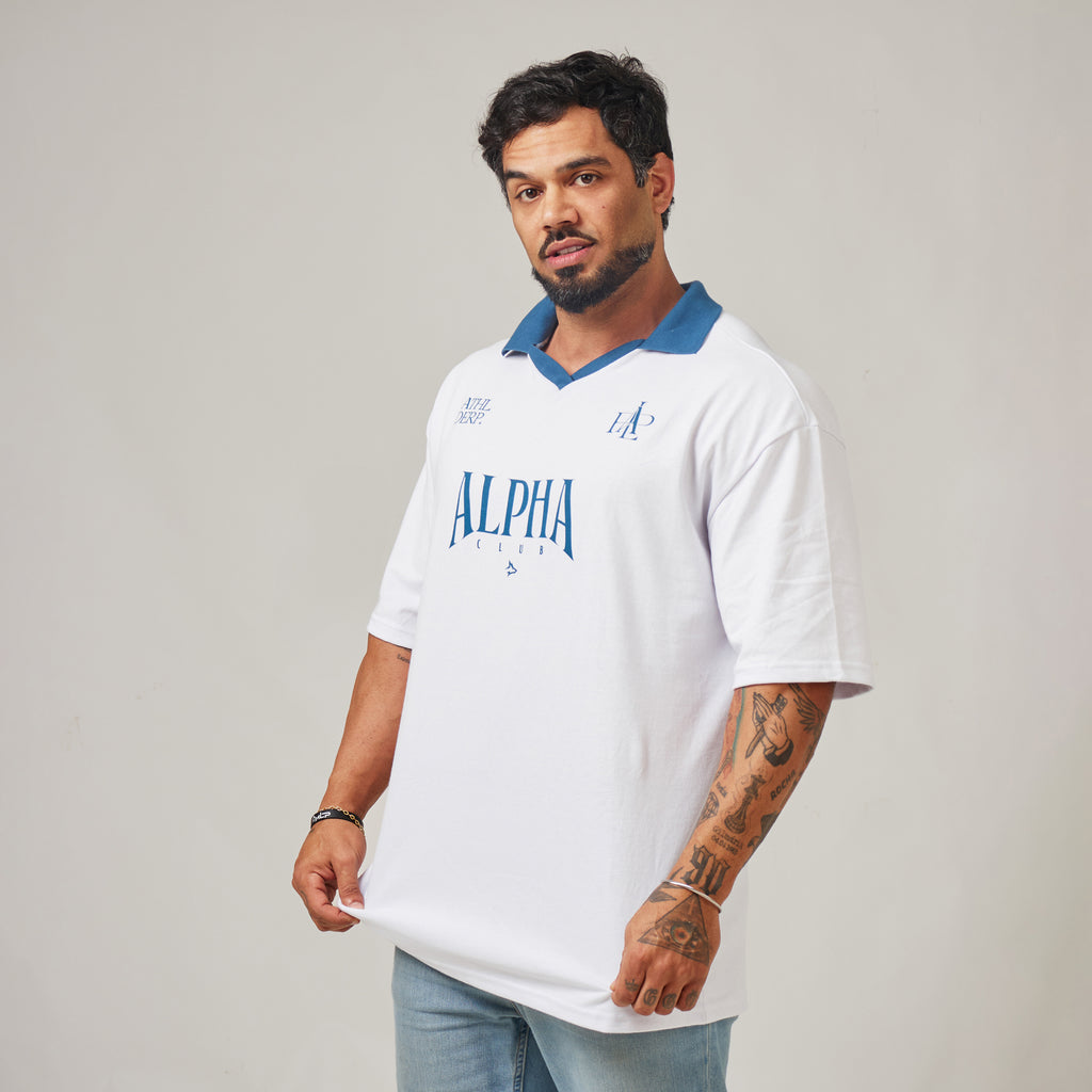 Camiseta Oversized Alpha Club Branco Origem