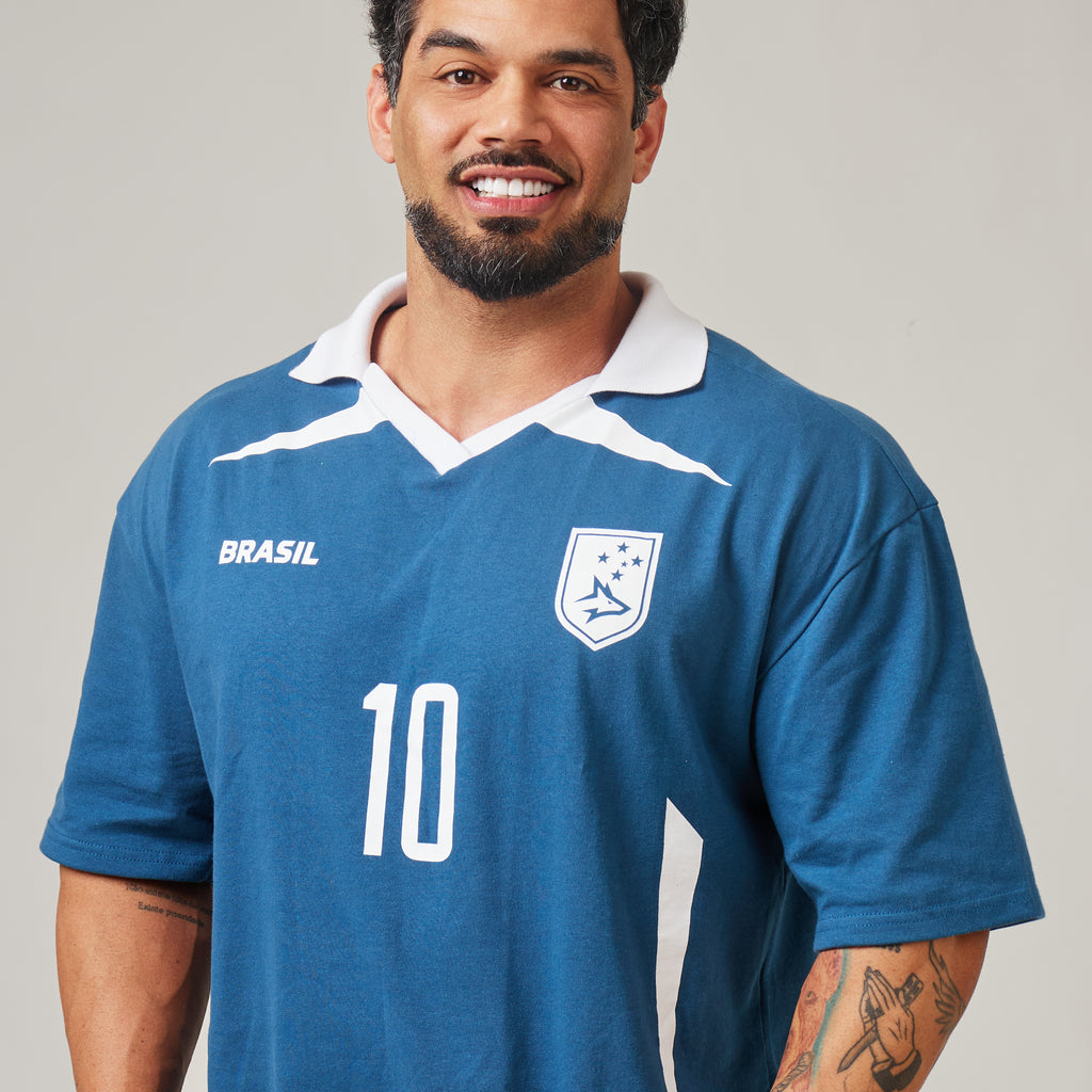 Camiseta Oversized Conquista Azul Vintage