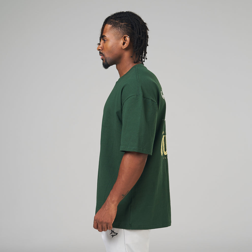 Camiseta Oversized Cutting Season Verde Musgo