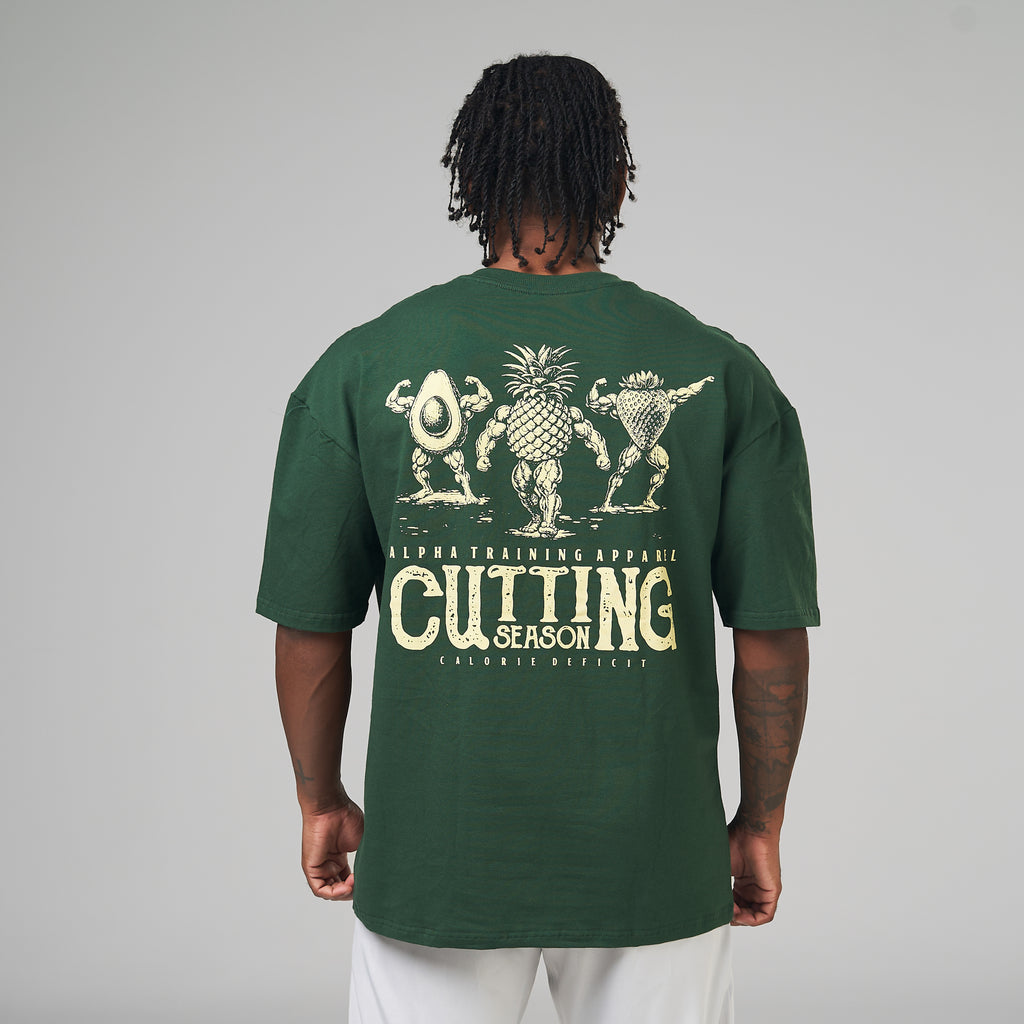 Camiseta Oversized Cutting Season Verde Musgo