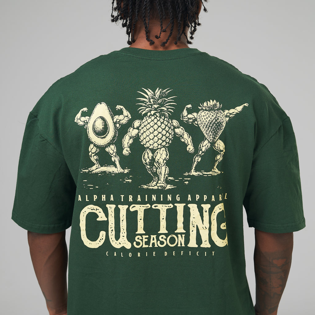 Camiseta Oversized Cutting Season Verde Musgo