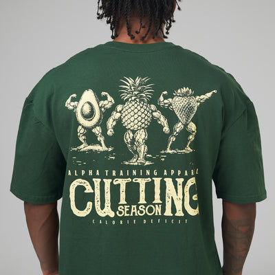 Camiseta Oversized Cutting Season Verde Musgo
