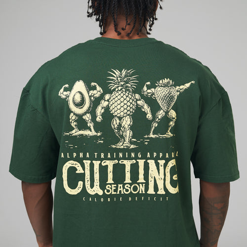 Camiseta Oversized Cutting Season Verde Musgo